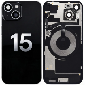 Back Glass with Wireless Charging Magnet Pieces for iPhone 15 6.1", Black