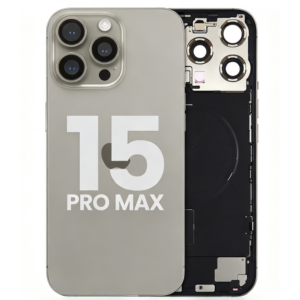 Back Cover Glass with Wireless Charging Magnet Pieces for iPhone 15 Pro Max 6.7", Natural Titanium
