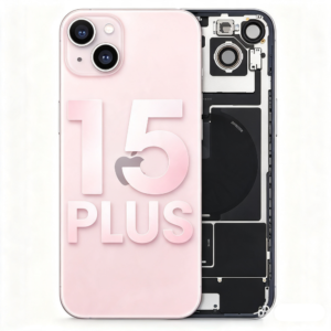 Back Cover Glass with Wireless Charging Magnet Pieces for iPhone 15 Plus 6.7", Pink