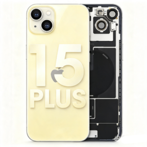 Back Cover Glass with Wireless Charging Magnet Pieces for iPhone 15 Plus 6.7", Yellow