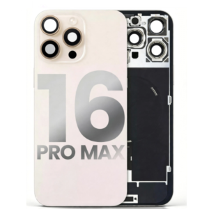 Back Cover Glass with Wireless Charging Magnet Pieces for iPhone 16 Pro Max 6.9", Desert Titanium (Gold)