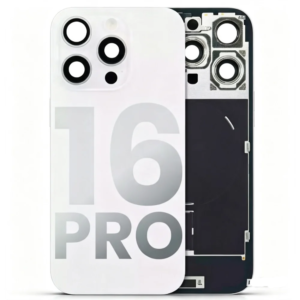 Back Cover Glass with Wireless Charging Magnet Pieces for iPhone 16 Pro 6.3", White Titanium