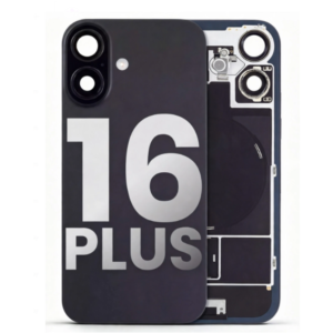 Back Cover Glass with Wireless Charging Magnet Pieces for iPhone 16 Plus 6.7", Black