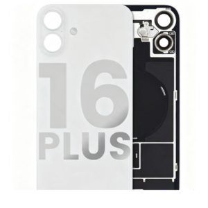 Back Cover Glass with Wireless Charging Magnet Pieces for iPhone 16 Plus 6.7", White