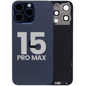 Back Cover Glass with Wireless Charging Magnet Pieces for iPhone 15 Pro Max 6.7", Blue