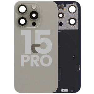 Back Cover Glass with Wireless Charging Magnet Pieces for iPhone 15 Pro 6.1", Natural Titanium