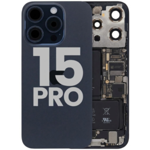 Back Cover Glass with Wireless Charging Magnet Pieces for iPhone 15 Pro 6.1", Blue Titanium