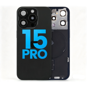 Back Cover Glass with Wireless Charging Magnet Pieces for iPhone 15 Pro 6.1", Black Titanium